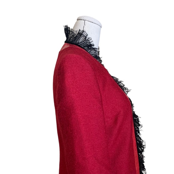 Rare Vintage 90s Richard Tyler Couture Red Snake Velvet Wool Lace Coat - Picture 4 of 16